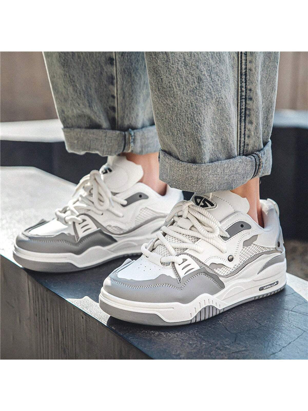 Fashion Men'S Casual Platform Sneakers Thick-Soled Running Shoes All-Match Comfortable Students' Casual Shoes, Lace-Up White Shoes for Men