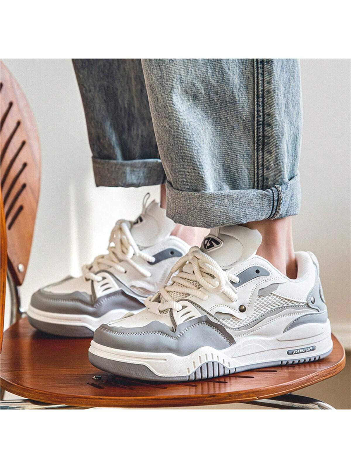 Fashion Men'S Casual Platform Sneakers Thick-Soled Running Shoes All-Match Comfortable Students' Casual Shoes, Lace-Up White Shoes for Men
