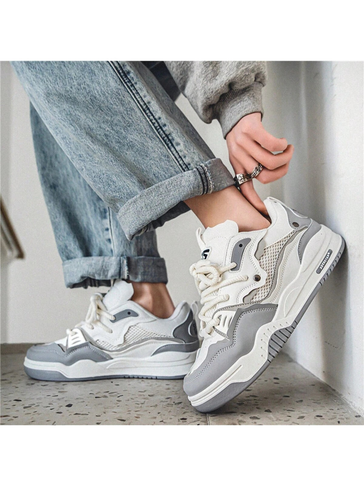 Fashion Men'S Casual Platform Sneakers Thick-Soled Running Shoes All-Match Comfortable Students' Casual Shoes, Lace-Up White Shoes for Men
