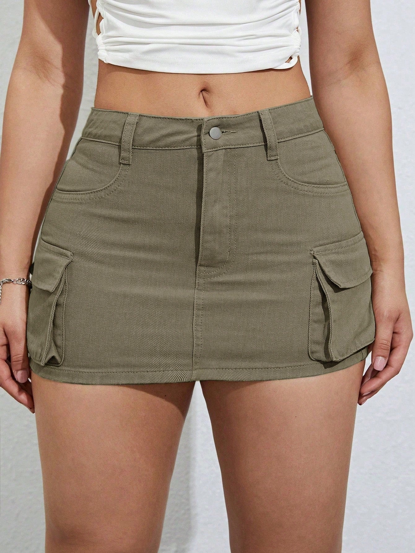 ICON Flap Pocket Side Cargo Denim Skirt