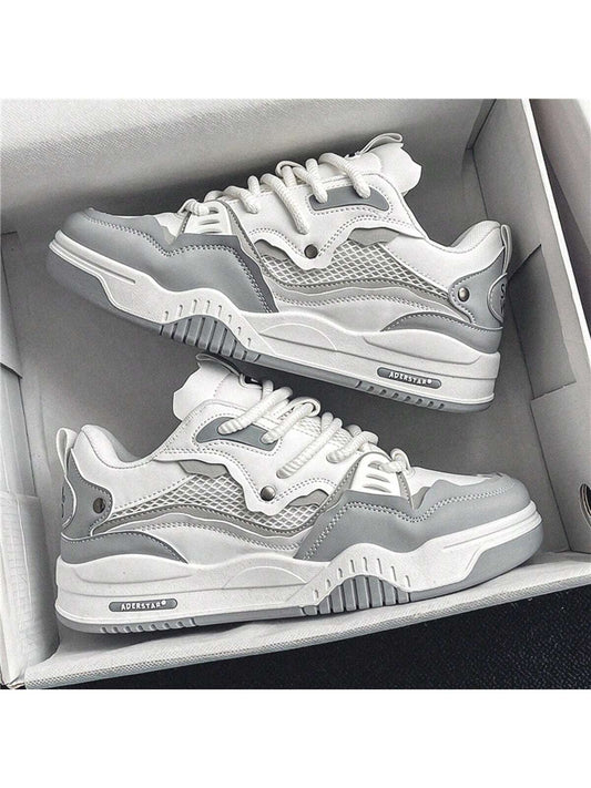 Fashion Men'S Casual Platform Sneakers Thick-Soled Running Shoes All-Match Comfortable Students' Casual Shoes, Lace-Up White Shoes for Men