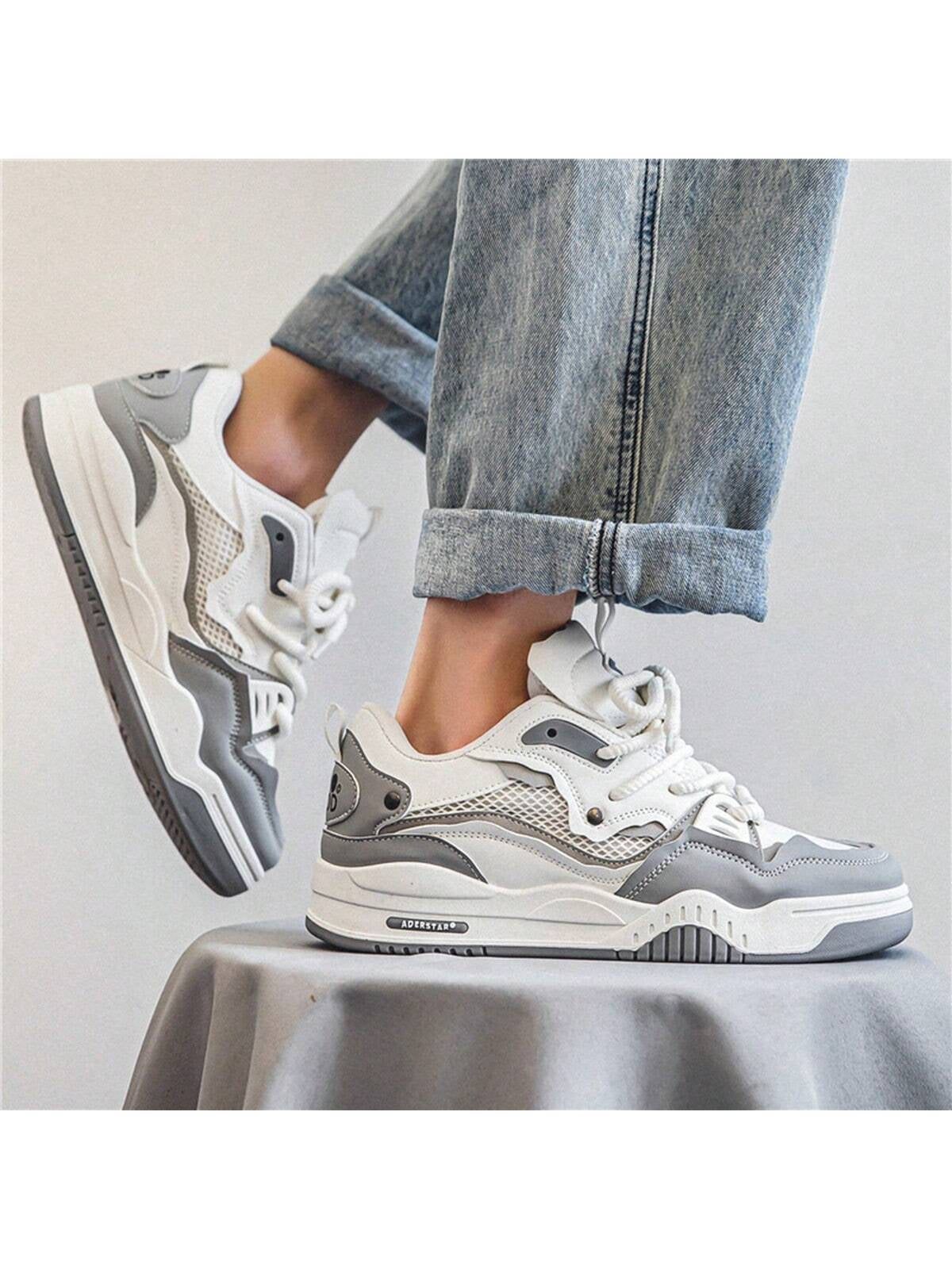 Fashion Men'S Casual Platform Sneakers Thick-Soled Running Shoes All-Match Comfortable Students' Casual Shoes, Lace-Up White Shoes for Men